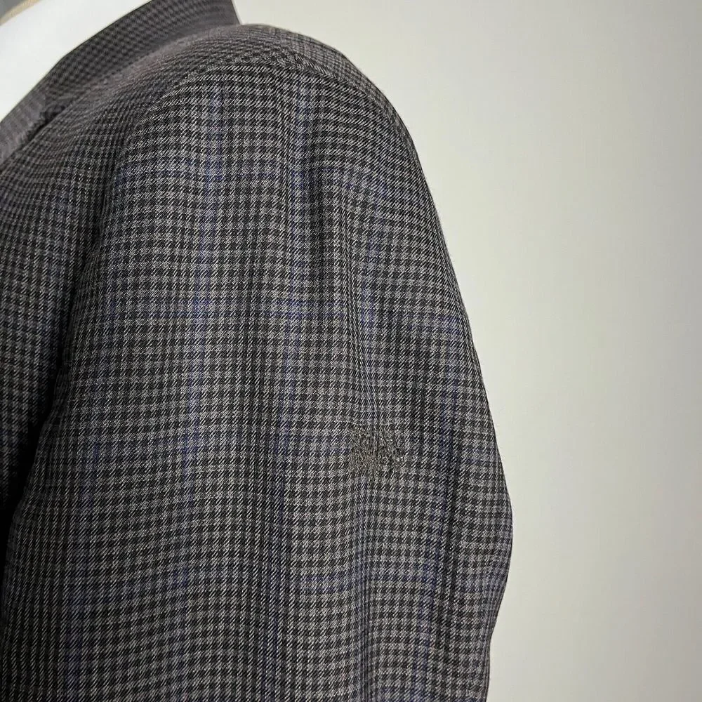 Joseph Feiss Gold Sport Coat Blazer 50L‎ Mens Wool Check Brown Big & Tall